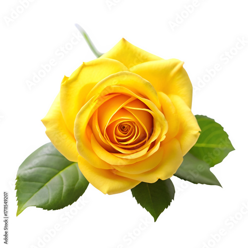Yellow rose isolated on transparent background