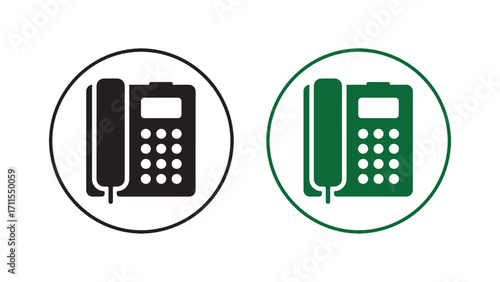 Black and Green Landline Telephone Icons