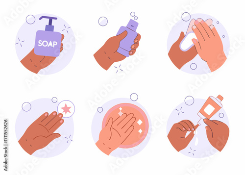 Step by step illustration of proper handwashing technique for hygiene and cleanliness