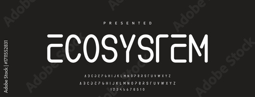 Font alphabet creative modern with black dots, letters A, B, C, D, E, F, G, H, I, J, K, L, M, N, O, P, Q, R, S, T, U, V, W, X, Y, Z and numerals 0, 1, 2, 3, 4, 5, 6, 7, 8, 9, vector illustration 10EPS