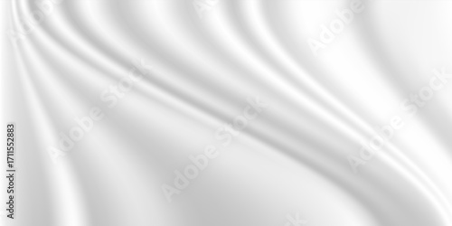 Smooth elegant White silk or satin luxury cloth texture can use as background. Beautiful white silk drapery textile background.White plastic wrap texture. Cloth soft wave. Creases of satin. Vector