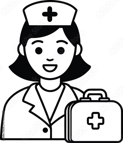 Nurse with First Aid Kit Illustration