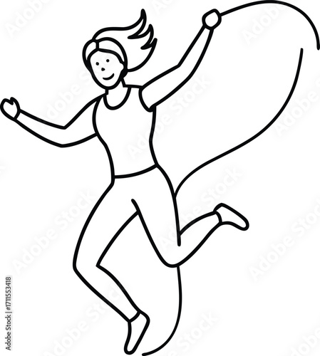 Woman Jumping Rope Illustration