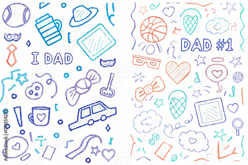 Cute hand drawn doodles celebrating dad and fatherhood