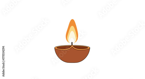 Isolated Diya Illustration for Diwali Celebrations, Representing Light Over Darkness and Traditional Indian Culture, Ideal for Holiday Greetings and Festive Designs