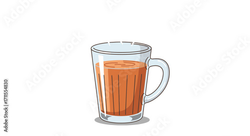 Aromatic Masala Chai in a Clear Glass Illustration, Perfect for Food Blogs and Beverage Advertising Material and Enhancing Restaurant Menus