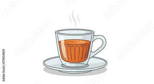 Elegant vector illustration of a cup of tea, suitable for menu design, recipe illustrations, or beverage-related marketing materials, promoting a warm and comforting experience.