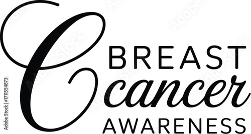 Elegant "Breast Cancer Awareness" text with a decorative initial C