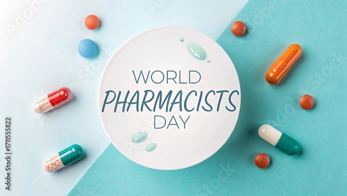 Minimalist awareness design with glowing white pharmacy cross for World Pharmacists Day.