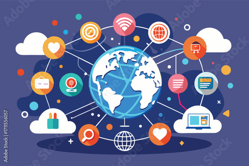 Global connections through digital networks showcasing diverse online activities and social interactions