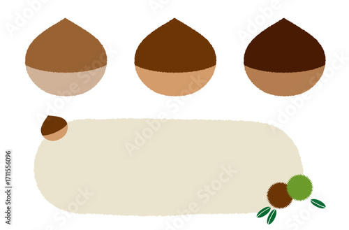 栗のイラスト_テキスト背景あしらい付き｜Chestnut