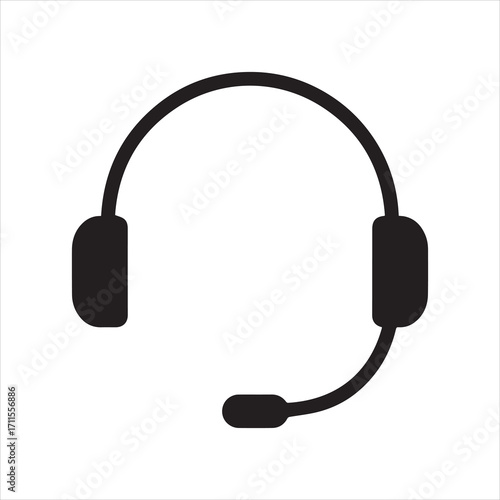 Customer service or customer support headset or headphones flat vector icon for apps and websites