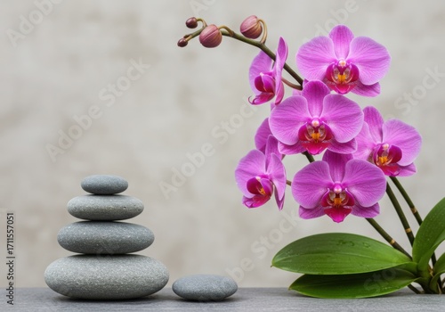 zen stones and orchid