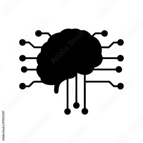 AI brain connected to the internet, representing neural networks and machine learning