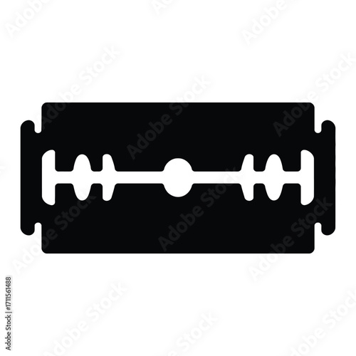 Sharp double edged razor blade silhouette symbol for shaving and precision