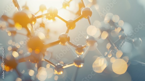 Molecular Structure Model with Bright Bokeh Effect in Warm Lighting for Scientific and Educational Use