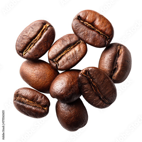 Wallpaper Mural Aromatic roasted coffee beans arranged closely together against a plain background on transparent background Torontodigital.ca