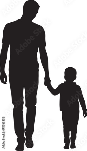 Father and Child Silhouette Walking Together