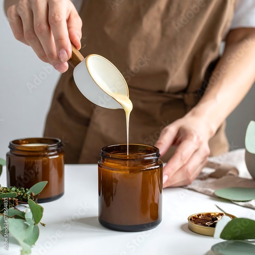 Pouring wax into candle