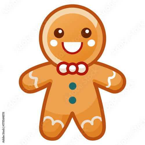 Gingerbread man holiday biscuit or cookie flat color vector icon for food apps and websites
