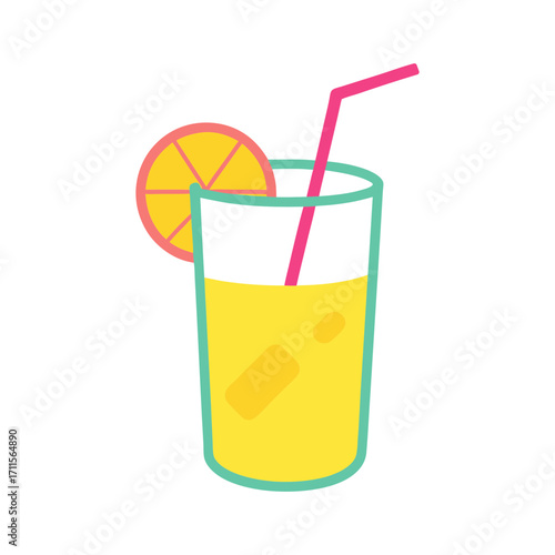 lemonade glass vector art illustration.
