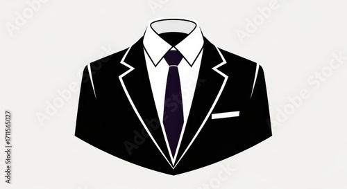 black suit with white collar and purple tie clip art preview