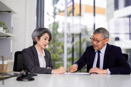 Wallpaper Mural Asian Lawyers Adult Professionals Discuss Document Signing Modern Office Legal Counsel Client Meeting Business Agreement Partnership Collaboration Expert Advice Torontodigital.ca