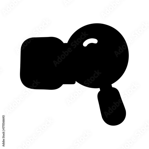 Stylized black silhouette illustration of search magnifying glass with a handle