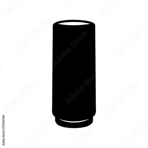 Stylized black cylindrical drink tumbler or container on a white background