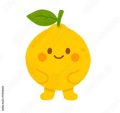 Cute Lemon Character Illustration with Smiling Face
