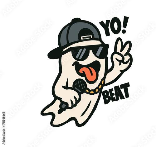 Cartoon Ghost Rapper Illustration