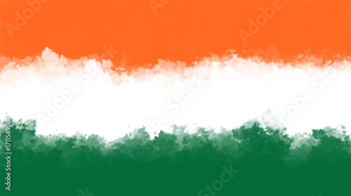 Indian Flag Inspired Abstract Background with Orange White and Green Smoke Texture in Tricolor Artistic Design.
