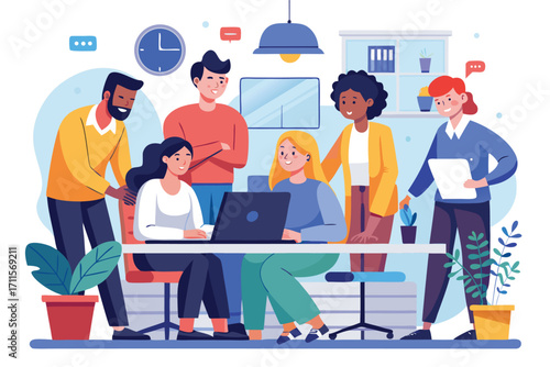 Team collaboration in a bright modern office space during the day with diverse professionals working together