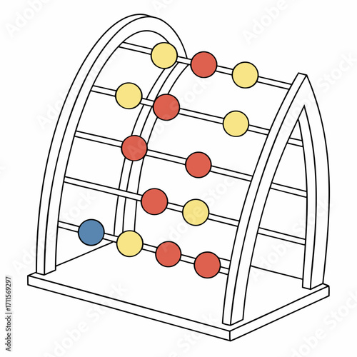 Colorful wooden abacus toy with red yellow and blue beads for early childhood education
