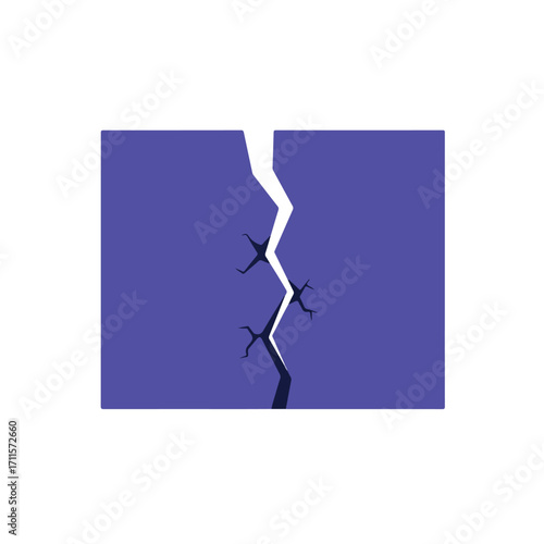 A purple plane fractured by white, with dark purple shadows implying depth in the crack