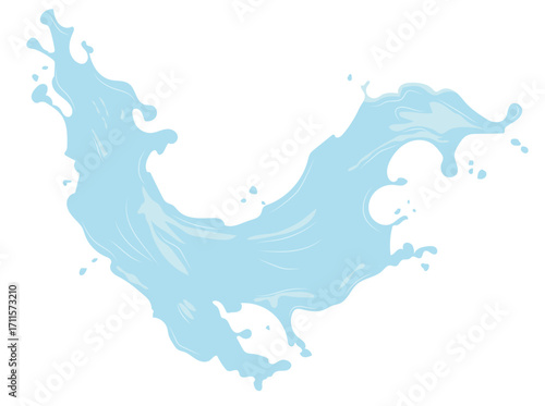 Abstract bright vector water splash in blue tones on white background.