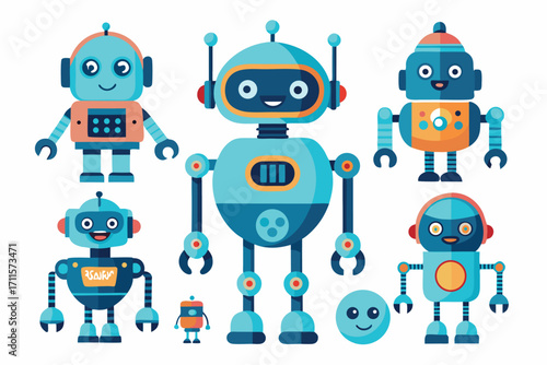 Colorful robot characters in a playful setting showcasing creativity and fun for children