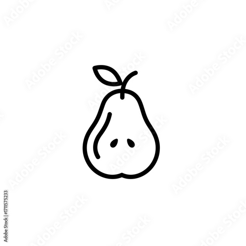 Sad pear illustration in minimalist style with line art design  