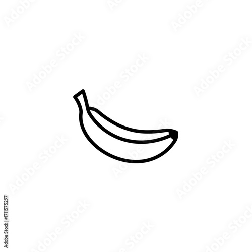 Linear icon of a banana in minimalist style on white background  