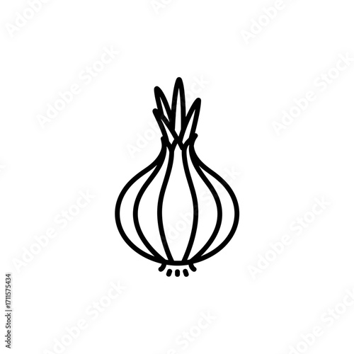 Onion icon in minimalist outline style on white background  