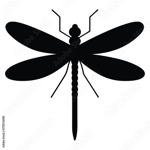 a silhouette icon of a dragonfly with long slender