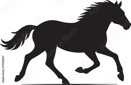Elegant horse silhouette in motion vector graphic design