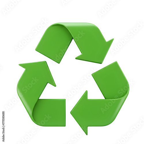 Recycling symbol 3d rendered, isolated on transparent background