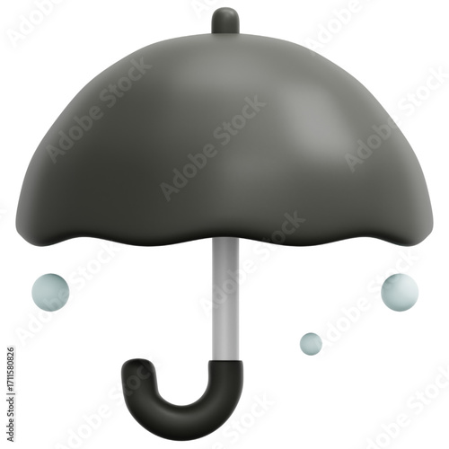 Rainy Day Shield Sleek Gray Umbrella Protecting from a Downpour, a Symbol of Protection and Weather Resilience in Minimalist Style