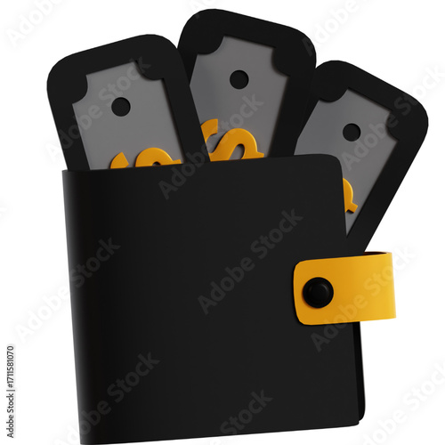 A wallet filled with money, representing finance, savings, and financial planning, showcasing concept of wealth, money, and financial transactions
