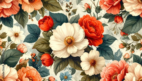 Wallpaper Mural Floral Paradise: A Vibrant Tapestry of Blossoms and Foliage. Torontodigital.ca