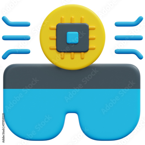'VR Integration A futuristic approach with Virtual Reality goggles and a computer chip enhancing digital experience for advanced applications