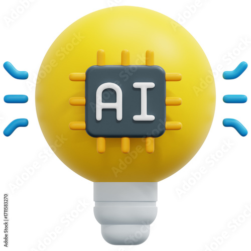 AI-Powered Illumination Conceptual Lightbulb Illustration for Artificial Intelligence and Bright Ideas in Technological Innovation