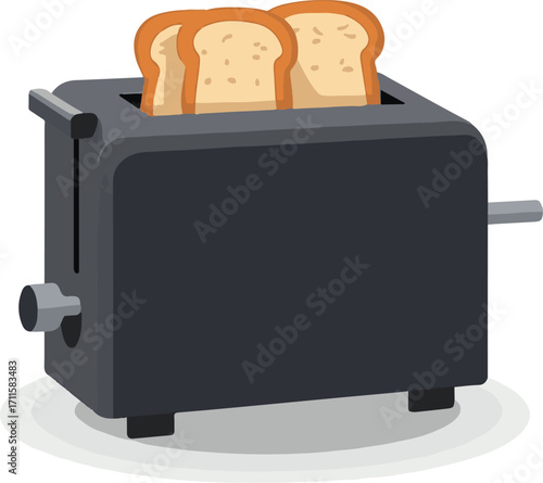 Minimalist Vector Illustration of Toaster with Toast in Modern Style in Neutral Colors