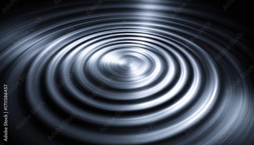 Obraz premium Abstract concentric circles, metallic ripples